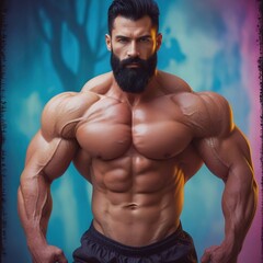 Muscular Fitness Man Posing at Gym