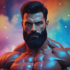 Muscular Fitness Man Posing at Gym