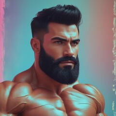 Muscular Fitness Man Posing at Gym