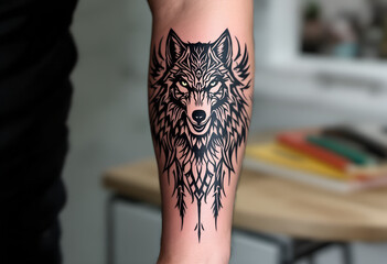 Realistic Wolf Tattoo on Arm