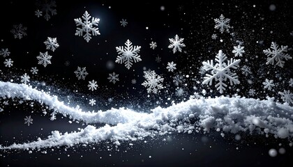 Snowflakes falling on dark background
