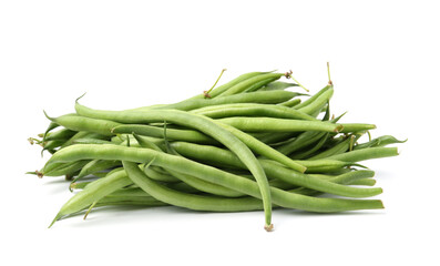 Fresh green bean pods isolated on white