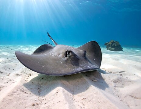 Stingray resting on sandy ocean floor - Powered by Adobe
