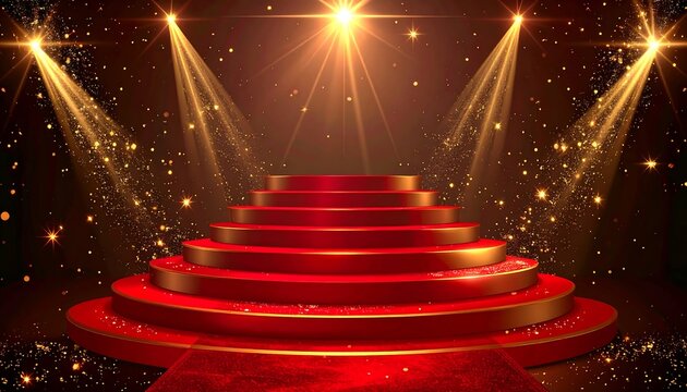 Red carpet stage with spotlight