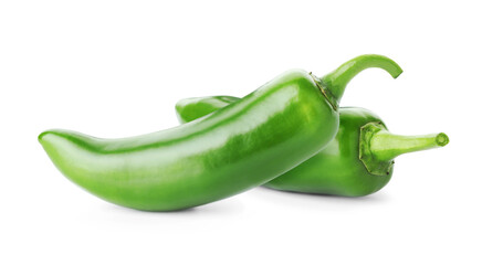 Fresh green jalapeno peppers isolated on white