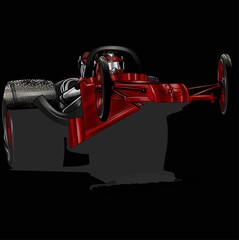 Red truck isolated on a black background for t-shirt design, print, and business purposes.