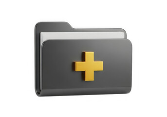 Fototapeta premium 3d icon of 3d folder icon with a yellow plus sign isolated on transparent background