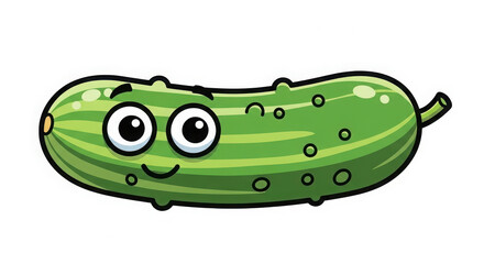 Cute cartoon pickle character with a happy face isolated on white background