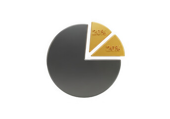 3d icon of pie chart with two slices isolated on transparent background