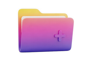 3d icon of 3d folder icon with plus symbol isolated on transparent background