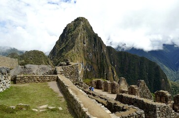 Ancient Inca ruins of Machu Picchu with Huayna Picchu mountain, Peru