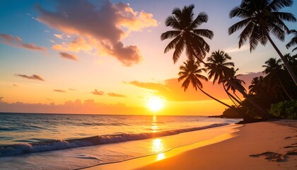 Tropical sunset over a beach