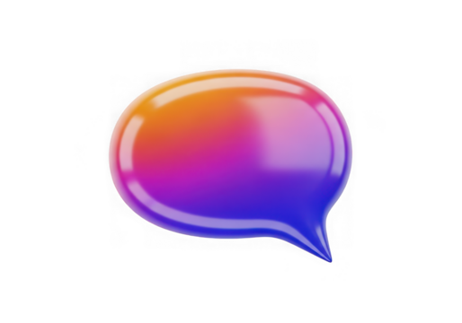 3d icon of gradient speech bubble isolated on transparent background
