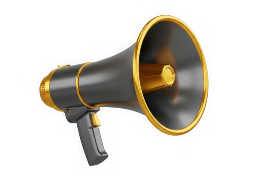 3d icon of megaphone isolated on transparent background