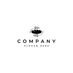 wheat bread food logo in flat vector design style