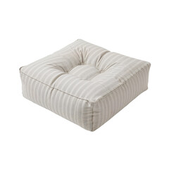 Fototapeta premium Minimalist elegance a striped off-white cushion exudes comfort against stark backdrop simplicity