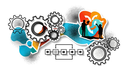 Fototapeta premium Abstract Illustration of Business Process and Teamwork