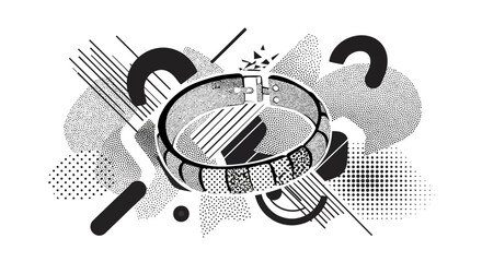 Detailed Black and White Bracelet with Buckle