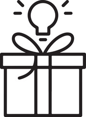 Gift box with glowing light bulb symbolizing new idea or innovation