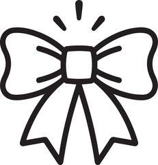 Simple outline drawing of a decorative bow with sparkles for celebration