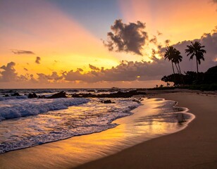Serene sunset over a tropical beach