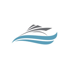 Sailing boat logo art design with white background. sailboat on waves icon vector illustration. Sailboat yacht sailing ship logo vector illustration