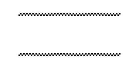 Black and white checkered rectangular frame. Square racing checkerboard pattern. Chessboard geometric pattern. Rally checkerboard pattern. Finish racing frame. Vector illustration on white background