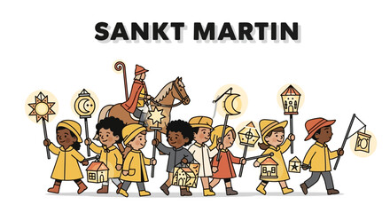 St. Martin's Day Procession: Children with Lanterns and St. Martin on Horseback