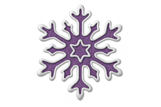 Purple glitter snowflake christmas winter decoration transparent background