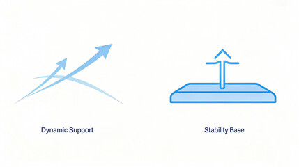 Dynamic support and stable base pattern, dynamic support and stable base concept, suitable for scenarios that emphasize product dynamic support and stability performance.
