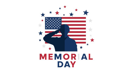 Memorial Day Salute with American Flag and Stars.