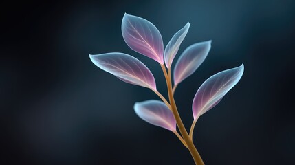 Fototapeta premium Delicate Translucent Leaves with Soft Colors Captured in a Dreamy Atmosphere, Ideal for Nature and Environmental Themes in Modern Design Projects