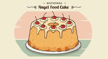 Vector illustration national angel food cake day