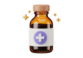 3d icon of medical vial with cross symbol isolated on transparent background