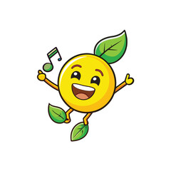 modern yellow emoticon floating music note icon ve.eps