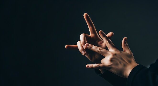 A dramatic close-up of intertwined hands creating powerful, symbolic gestures of unspoken emotion and rebellion