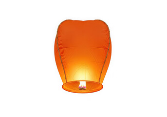 3d icon of orange sky lantern with flame isolated on transparent background