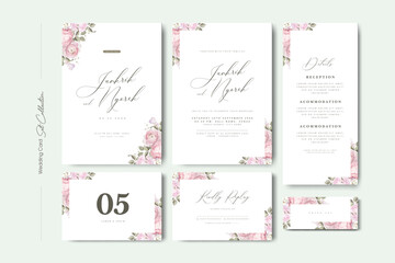 wedding invitation card set with roses flower template