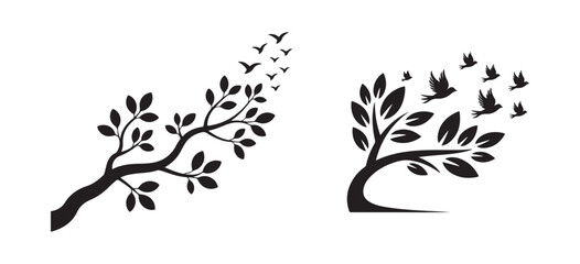 Fototapeta premium Decorative Nature Tree and Bird Shadow Art