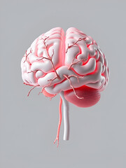 3D of rendering of the nervous system and the nervous system in the brain