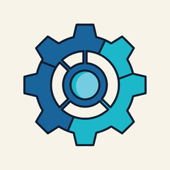 Abstract Gear Mechanism with Blue Tones and Concentric Circles.