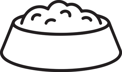 Simple outline icon of a bowl filled with pet food or kibble