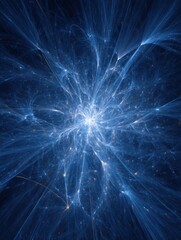 Dynamic Blue Cosmic Energy Radiating in All Directions With Luminous Points of Light Scattered Throughout the Scene