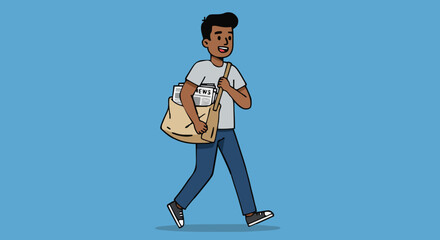 Vector illustration  newspaper carrier 