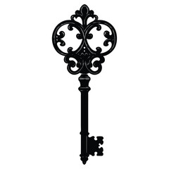 vintage key silhouette on white background.eps