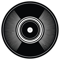vintage vinyl record round icon silhouette on whit (1).eps
