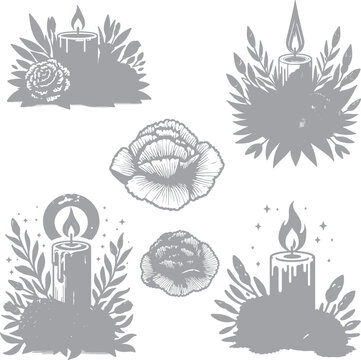 An elegant silhouette candle set in vector format