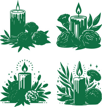 An elegant silhouette candle set in vector format