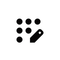 Black and white illustration of a keypad with a stylus, representing digital input.