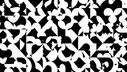 Geometric Harmony: A Black and White Abstract Composition of Int